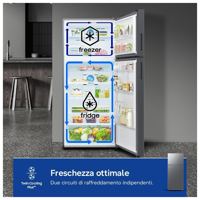 Samsung RT53DG7A14S9 Serie 7300 AI Frigorifero Doppia Porta 530 L 185,5 cm Classe E 37 dB No Frost Twin Cooling Plus WiFi colore Metal Inox