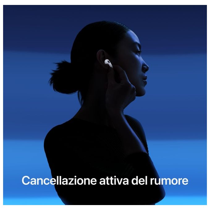 Apple MXP93ZM-A AirPods 4 Auricolari TWS Bluetooth ANC Chip H2 Audio Spaziale IP54 Custodia USB-C Ricarica Wireless colore Bianco