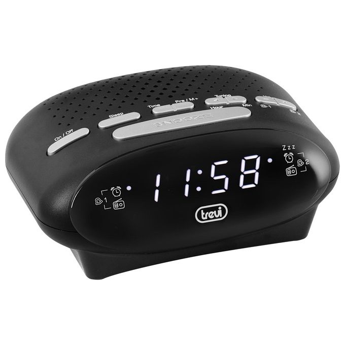 Trevi RC821D Radiosveglia Digitale FM Display LED Snooze Sleep 10 canali memorizzabili colore Nero