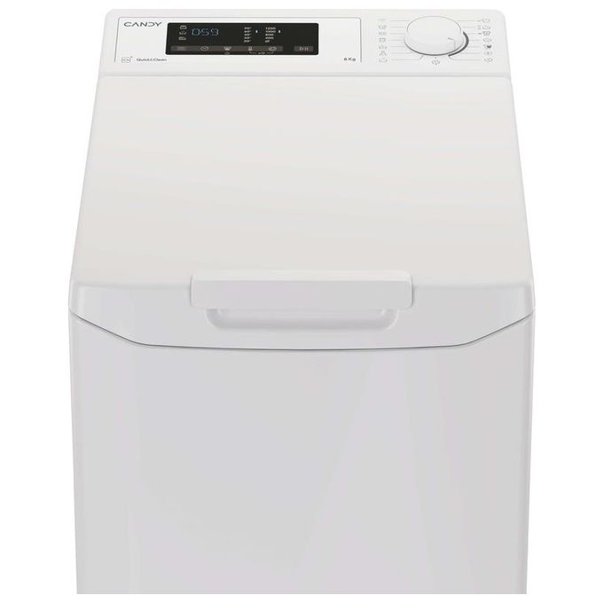 Candy TCA263D3-S Prowash 300 - Lavatrice a carica dall'alto 6 kg, 1200 rpm, Classe C, Wi-Fi, Cicli rapidi 14-59 min, AI Weight Sense, (86×41×60 cm), Bianco