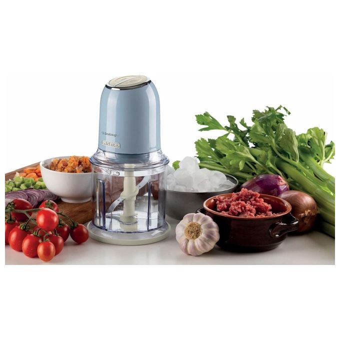 Ariete 438 Vintage Tritatutto Elettrico 4 Lame Acciaio Inox 2 Velocita' 0.6 L 400W colore Celeste