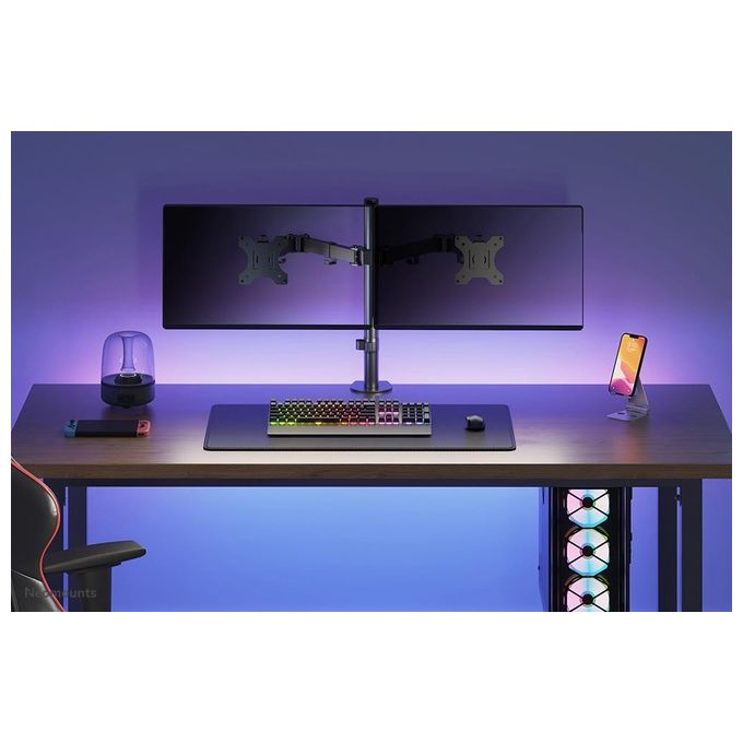 Neomounts FPMA-D550DBLACK Braccio per Monitor Doppio da Scrivania per Schermi 10-32 Pollici VESA 75x75 100x100 mm Regolabile Altezza Profondita' Inclinazione Rotazione Gestione Cavi colore Nero