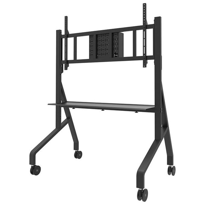 Neomounts FL50-575BL1 Carrello TV per schermi 65-115 pollici portatile con regolazione manuale altezza 10 cm e capacita' 125 Kg colore Nero