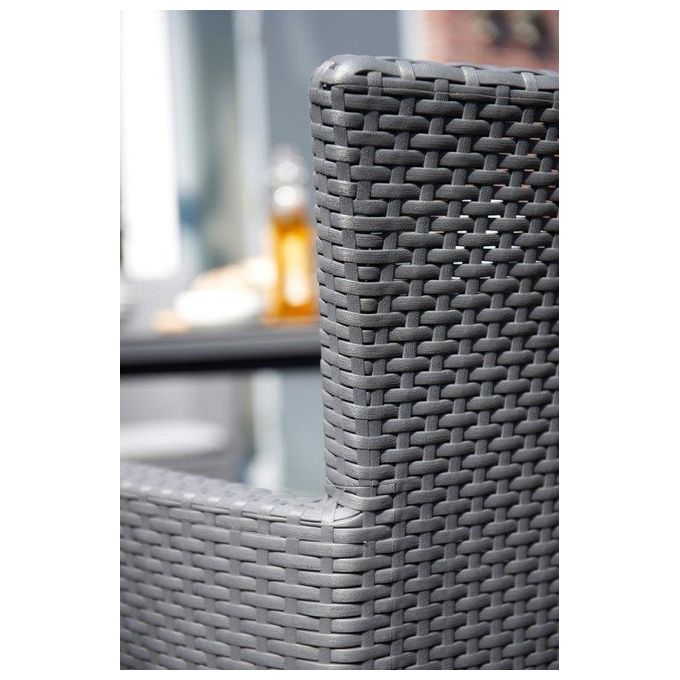 Keter poltrona da giardino Iowa effetto rattan grafite con cuscino resistente UV