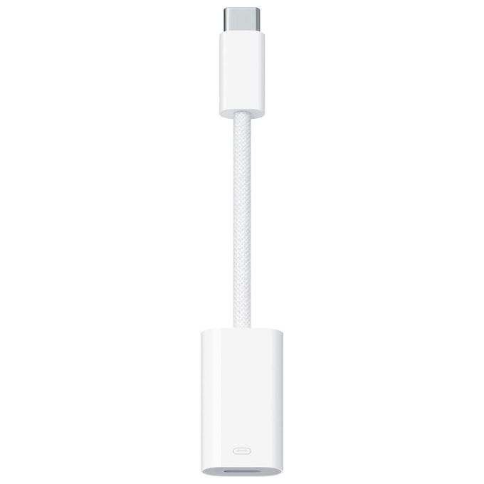 Apple MUQX3ZM-A Adattatore da USB-C a Lightning Connettore USB-C Maschio e Lightning Femmina colore Bianco