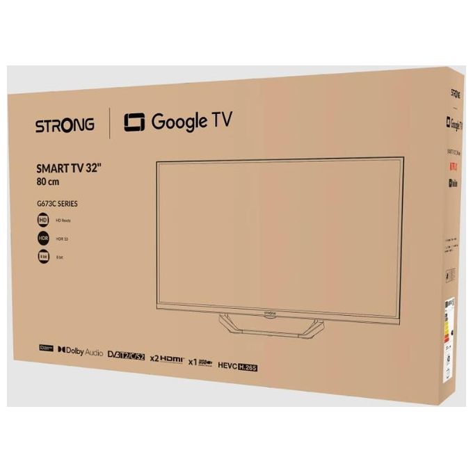 Strong SRT32HG6733C Serie G673C Smart TV 32'' HD Ready Google TV DVB-T2 Wi-Fi Bluetooth HDR10 colore Nero
