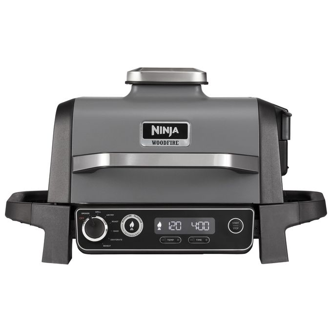 Ninja OG701EU Woodfire Barbecue Elettrico Affumicatore e Friggitrice ad Aria 7 in 1 2400 W colore Grigio Nero