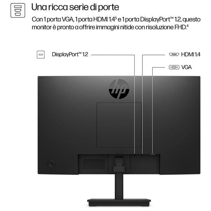 HP 322PF Serie 3 Pro Monitor PC 21,5'' Full HD IPS 1920x1080 100 Hz 5 ms HDMI DisplayPort VGA colore Nero