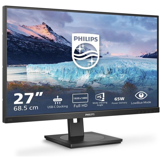 Philips 273S1-00 S Line Monitor PC 27'' IPS Full HD 1920x1080 75Hz USB-C Hub Altoparlanti Integrati VESA 100x100 colore Nero
