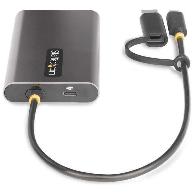StarTech 109B-USBC-HDMI Adattatore USB-C a doppio HDMI 4K 60Hz Power Delivery 100W cavo integrato 30 cm colore Grigio