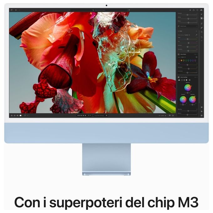 Apple, iMac 24 Pollici, Display Retina 4.5K, Chip M3, 256GB SSD, 8GB RAM, Blu