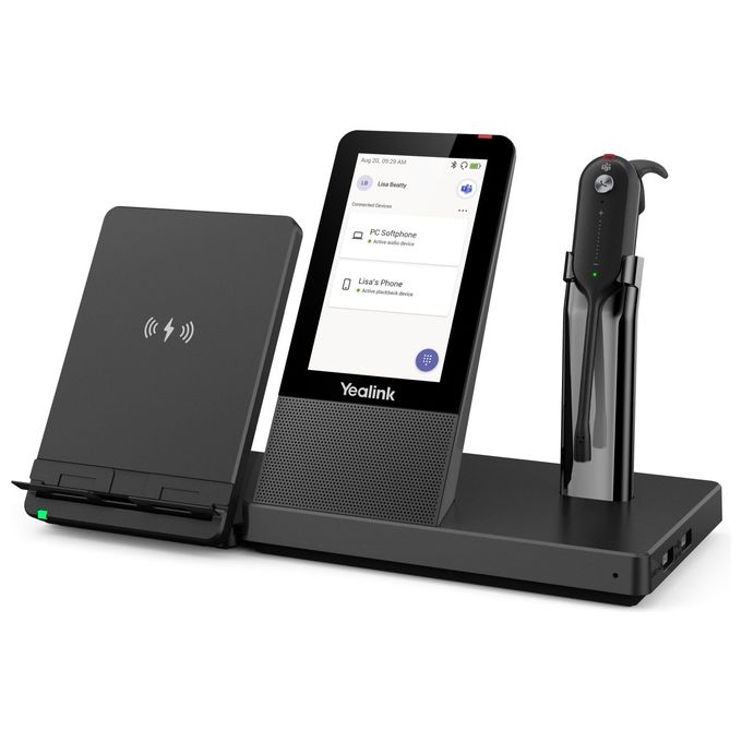 Yealink WH67 TEAMS Auricolare Wireless Bluetooth Ufficio Portata 120 m Base Ricarica Touchscreen colore Nero