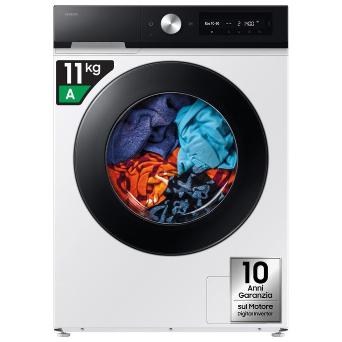 Samsung WW11DB7B94GEU3 BESPOKE AI Lavatrice Frontale 11 Kg 1400 rpm Classe A Ecodosatore Vapore Wi-Fi (85x60x60 cm) colore Bianco