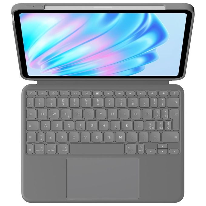 Logitech 920-012633 Combo Touch Custodia con Tastiera per iPad Air 11'' QWERTY Italiano Smart Connector Trackpad Retroilluminata colore Grigio