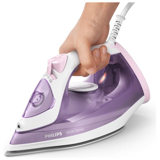 Philips DST3010-30 Serie 3000 Ferro da Stiro a Vapore 2000 W Piastra Ceramica Vapore 30 g-min Colpo Vapore 140 g-min colore Viola Bianco