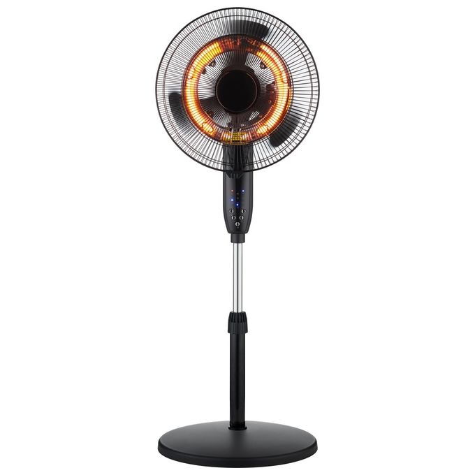 DCG VESA05 Stufa Ventilatore Fibra di Carbonio 2000 W Altezza Regolabile Oscillazione 70° Telecomando colore Nero