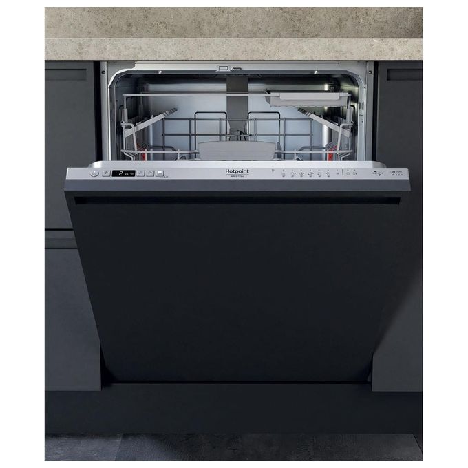 Hotpoint HIC 3C41 CW Lavastoviglie da Incasso a Scomparsa Totale 14 coperti Classe C 41 dB Motore Inverter 9 Programmi (82x60x55 cm) colore Argento