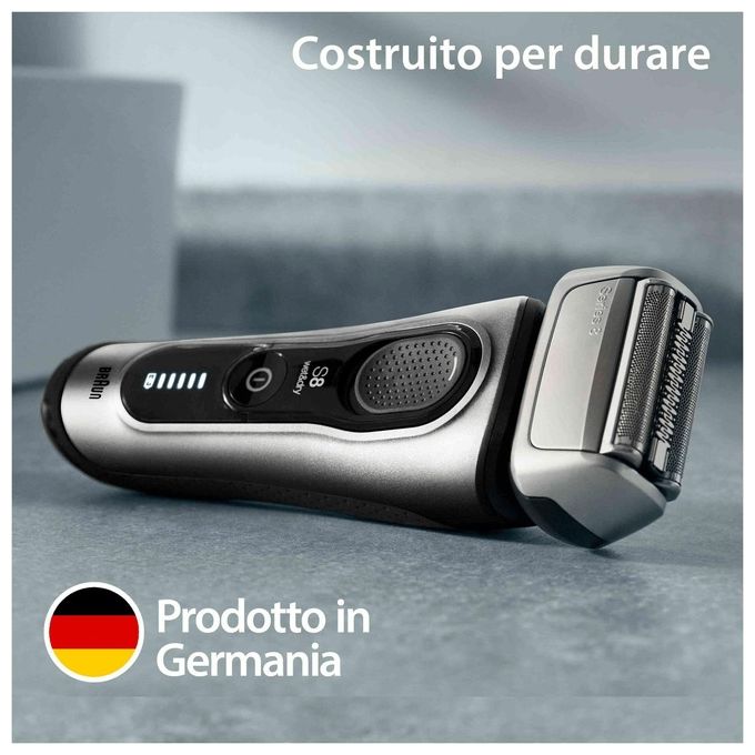 Braun 8517S Series 8 Rasoio elettrico WetandDry 4 testine autonomia 60 min colore Argento