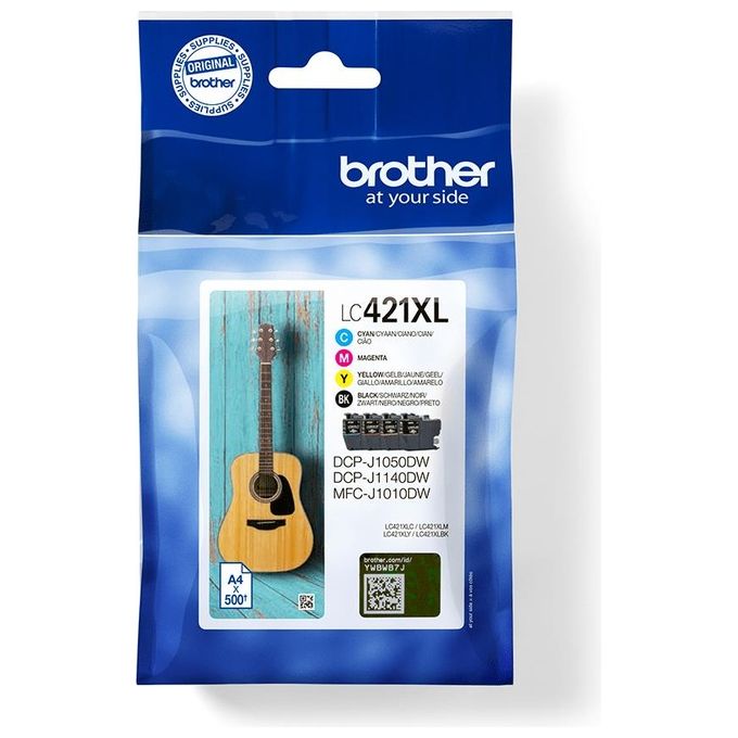 Brother LC421XLVAL Cartucce InkJet Originali Alta Capacita' 500 Pagine per Stampanti DCPJ1050W MFCJ1010DW colore Nero Ciano Magenta Giallo