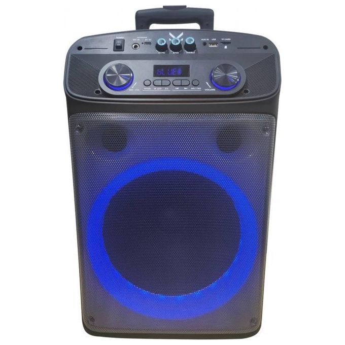 Majestic 116355 BK Flame T55 Party Speaker a Trolley Bluetooth 320W PMPO 40W RMS Woofer 12'' Tweeter 2'' Luci LED Microfono Incluso Telecomando USB Type-C MicroSD TWS colore Nero