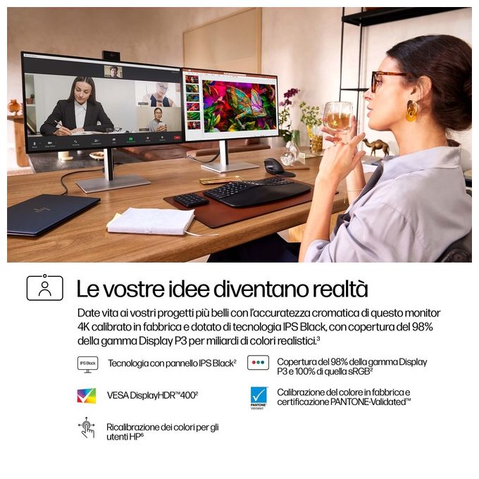 HP 8K135AA#ABB S7 Pro Monitor 27'' 4K IPS LED Conferencing colore Nero