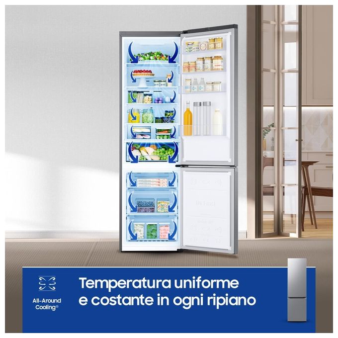 Samsung RB38C600CS9 EcoFlex AI Frigorifero Combinato 390 L 203 cm Classe C 35 dB No Frost Wi-Fi colore Acciaio Inox