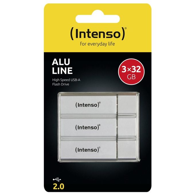 Intenso Alu Line Chiavetta 32Gb Silver Usb 2.0 3 Pezzi