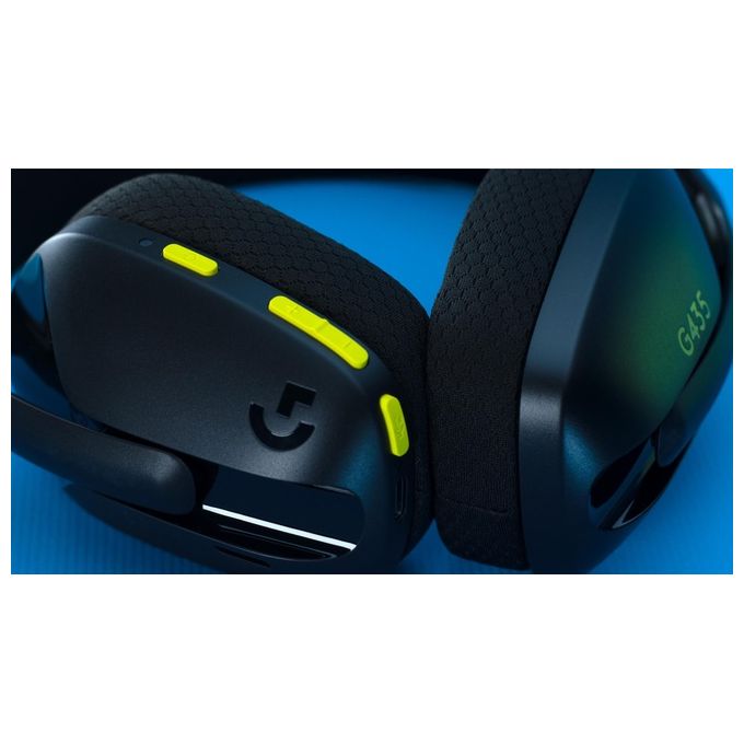 Logitech G G435 Cuffie Gaming Wireless LIGHTSPEED Bluetooth Over Ear Microfono Integrato Beamforming 18h colore Nero Giallo