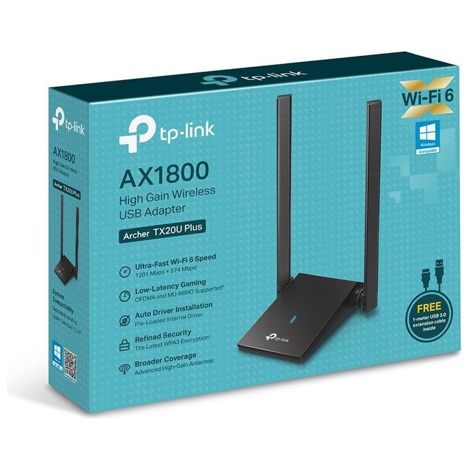 TP-Link ARCHER TX20U PLUS Adattatore USB Wi-Fi 6 AX1800 Dual Band MU-MIMO OFDMA 2 Antenne Esterne colore Nero