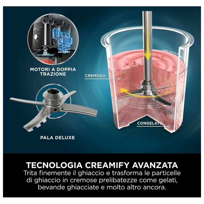 Ninja NC501EU CREAMi Deluxe Gelatiera 2,1 L 800 W 10 programmi 3 vaschette 709 ml timer digitale colore Nero Grigio