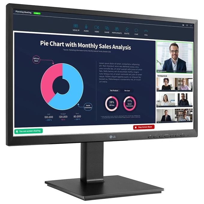 LG 24BP750C-B.AEU Monitor PC 23.8'' Full HD IPS con USB-C Alimentazione 65W Webcam Integrata colore Nero