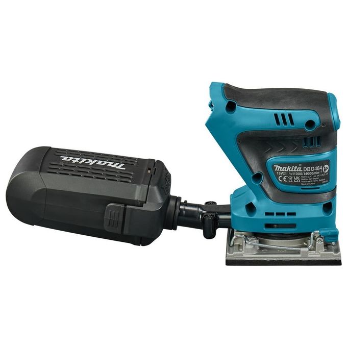 Makita DBO484Z Levigatrice Orbitale a Batteria 18 V 11000-14000 OPM con Velocita' Regolabile e Sistema Velcro colore Nero Blu
