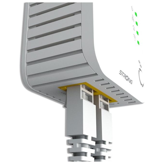Strong POWERLWF600DUOEUV2 Kit Powerline Wi-Fi 600 Mbps HomePlug AV2 Pass-Through Wi-Fi 300 Mbps LAN 100 Mbps Plug and Play colore Bianco