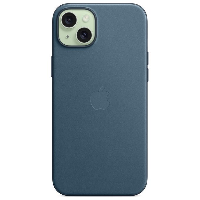 Apple MT4D3ZM-A Custodia MagSafe in Tessuto FineWoven per iPhone 15 Plus con Ricarica Wireless Compatibile colore Blu Pacifico