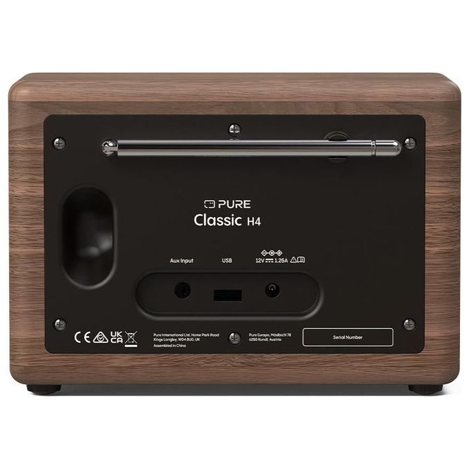 Pure Classic H4, Radio Portatile Digitale, Nero, Legno