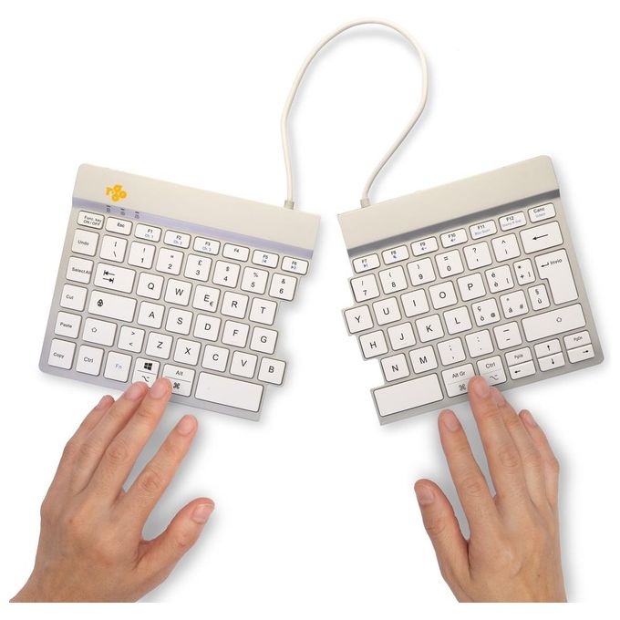 R-Go Tools RGOSBITWLWH Tastiera ergonomica split Bluetooth QWERTY italiano 60 tasti meccanismo a forbice software pausa integrato colore Bianco