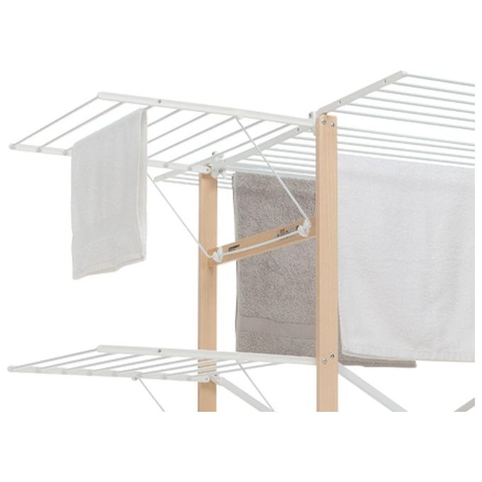 Foppapedretti SuperGulliver Evo Stendibiancheria Pieghevole 35 m con Ruote e Barra Porta Spalle colore Naturale