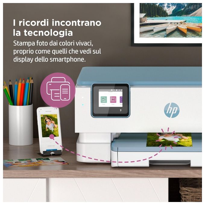 HP 2H2N1B ENVY Inspire 7221e Stampante Multifunzione Inkjet A4 4800x1200 DPI 15 ppm Wi-Fi Fronte Retro colore Bianco