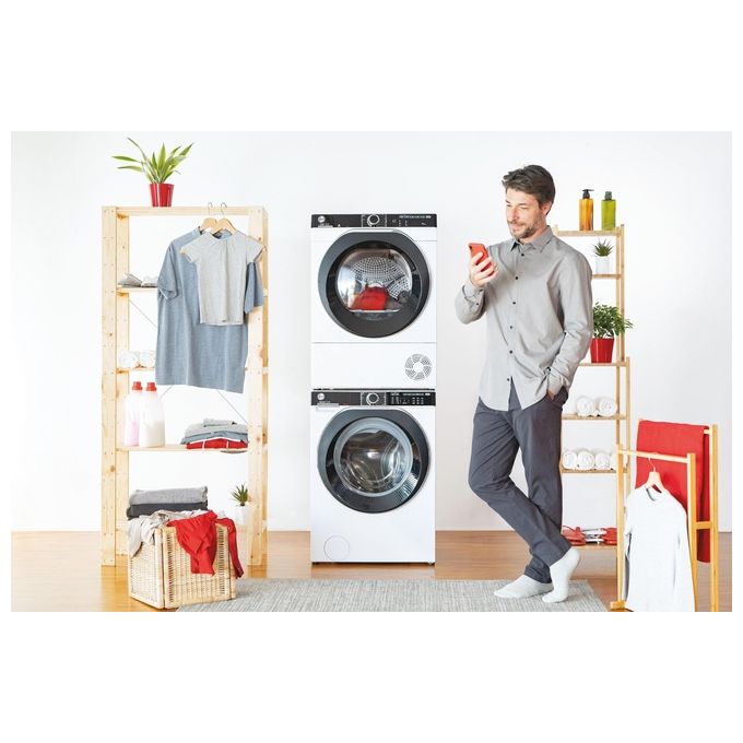 Hoover NDP4 H7A2TCBEX-S H-DRY 500 Asciugatrice Pompa di Calore 7 Kg Classe E 16 Programmi Wi-Fi Woolmark (85x59,6x47,7 cm) colore Bianco