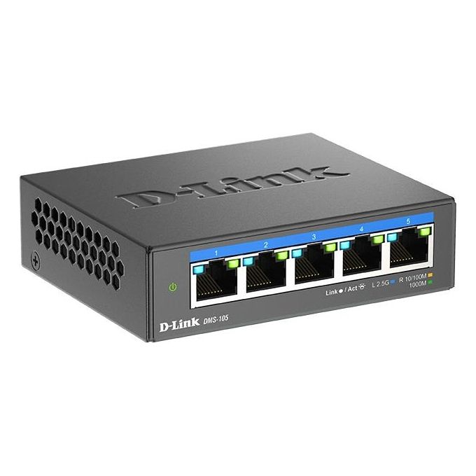 D-Link DMS-105 Switch Non Gestito 5 Porte 2.5G Multi-Gigabit Desktop L2 QoS Fanless colore Nero