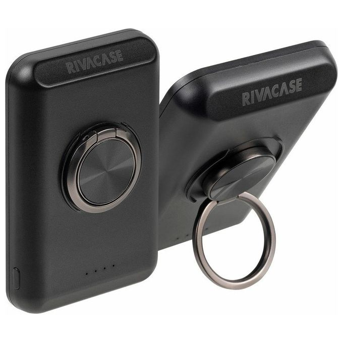 Rivacase VA2603 Power Bank 5000 mAh MagSafe Qi 15W Ricarica Rapida QC 3.0 USB-A USB-C colore Nero