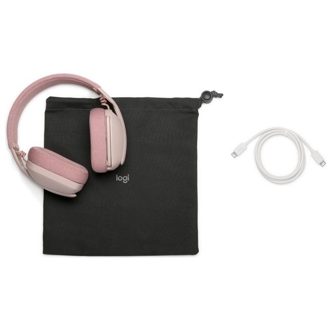 Logitech 981-001224 Zone Vibe 100 Cuffie Wireless Over-Ear con Microfono Cancellazione Rumore Bluetooth 5.2 Multipoint Fino a 30 Metri 18 Ore Batteria Colore Rosa