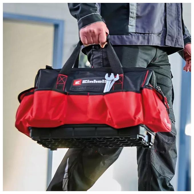 Einhell 4540036 E-Case Borsa Porta Attrezzi Sistema Modulare Portata 30 Kg 6 Tasche colore Nero Rosso