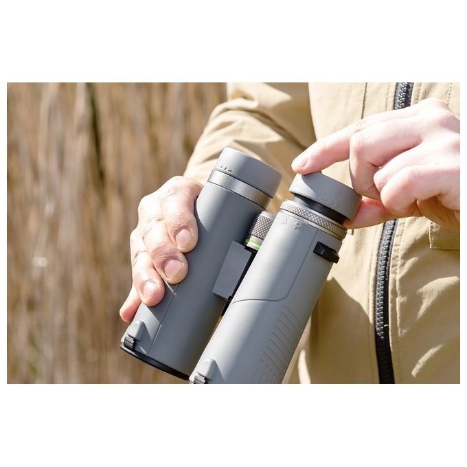 BRESSER 1330842 Wave Binocolo 8x42 mm con Prismi BaK-4 Rivestimento FMC Impermeabile colore Grigio
