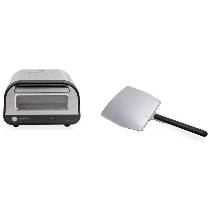 Macom 884 Just Kitchen Forno per Pizza Elettrico Pietra Refrattaria 32 cm 1700W 400°C Timer Digitale colore Nero Inox