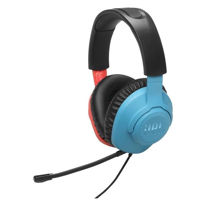 JBL JBLQTUM100N Quantum 100N Cuffie da Gaming Over-Ear con Filo Microfono Rimovibile QuantumSOUND Signature Memory Foam colore Blu e Rosso