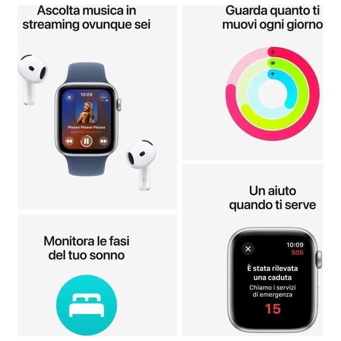 Apple MXGK3QL-A Apple Watch SE Smartwatch GPS + Cellular 40mm Cassa in Alluminio Display OLED 324 x 394 Pixel Memoria 32 GB colore Beige