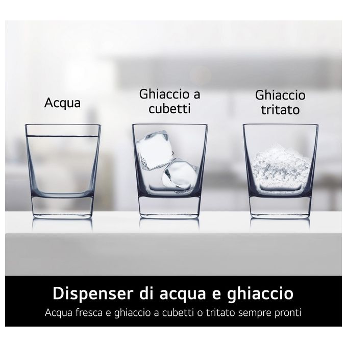 LG GSGV80PYLD InstaView Frigorifero Americano Side by Side 635 L 179 cm Classe D 35 dB No Frost Dispenser Wi-Fi colore Argento