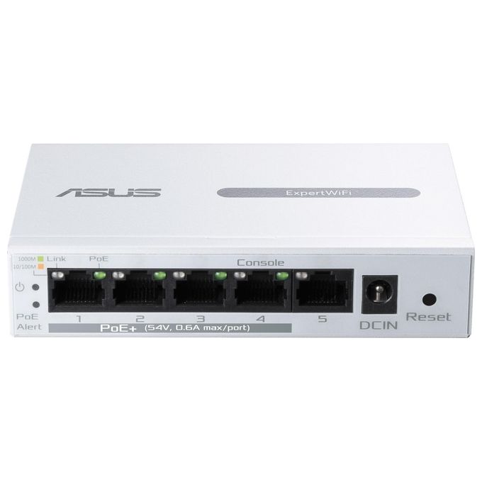 ASUS 90IG08D0-MO3B00 ExpertWiFi EBP15 Switch Gestito Gigabit Ethernet con 5 Porte di cui 4 PoE+ 60 W colore Bianco