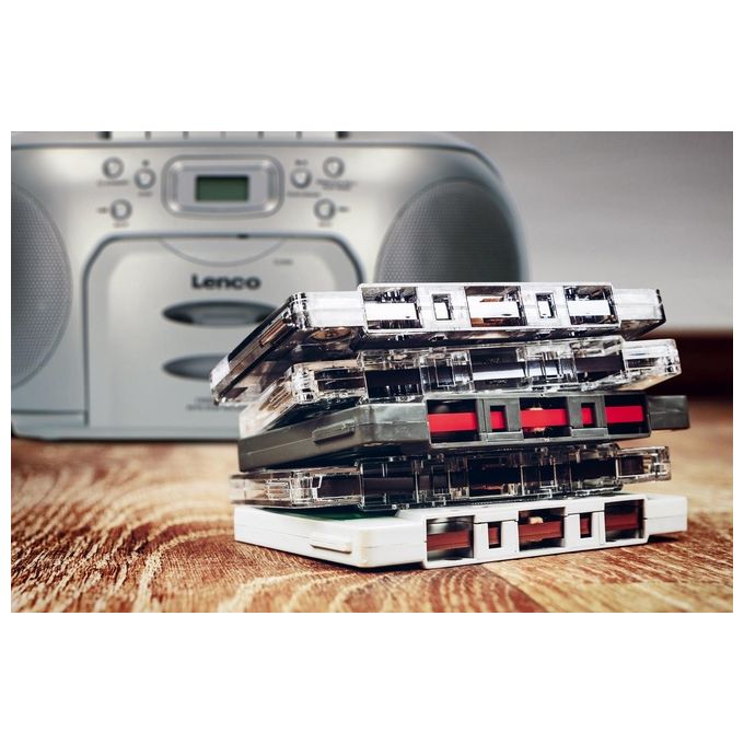 Lenco SCD-420 Radio Cd con Cassette Argento
